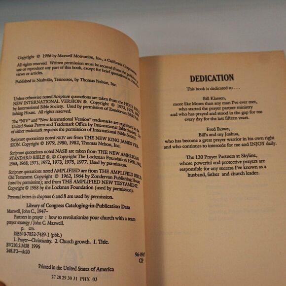 Partners in Prayer John C Maxwell 1996 Paperback Christian Living - Picture 6 of 9